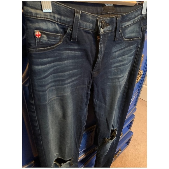 ⭐️ Hudson Dark Wash Jeans size 27 Ripped Knees - Picture 2 of 3